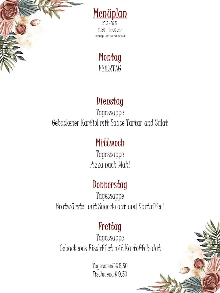 Mittagsmenü-Tafel